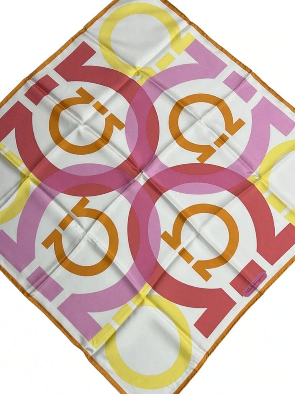 Salvatore Ferragamo White Pink Multi Scarf